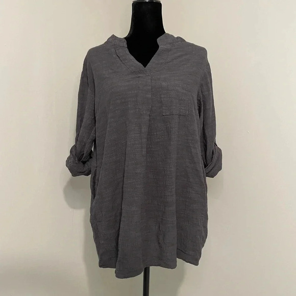 I Joah Gray Popover Tunic Lagenlook Top - Picture 1 of 10